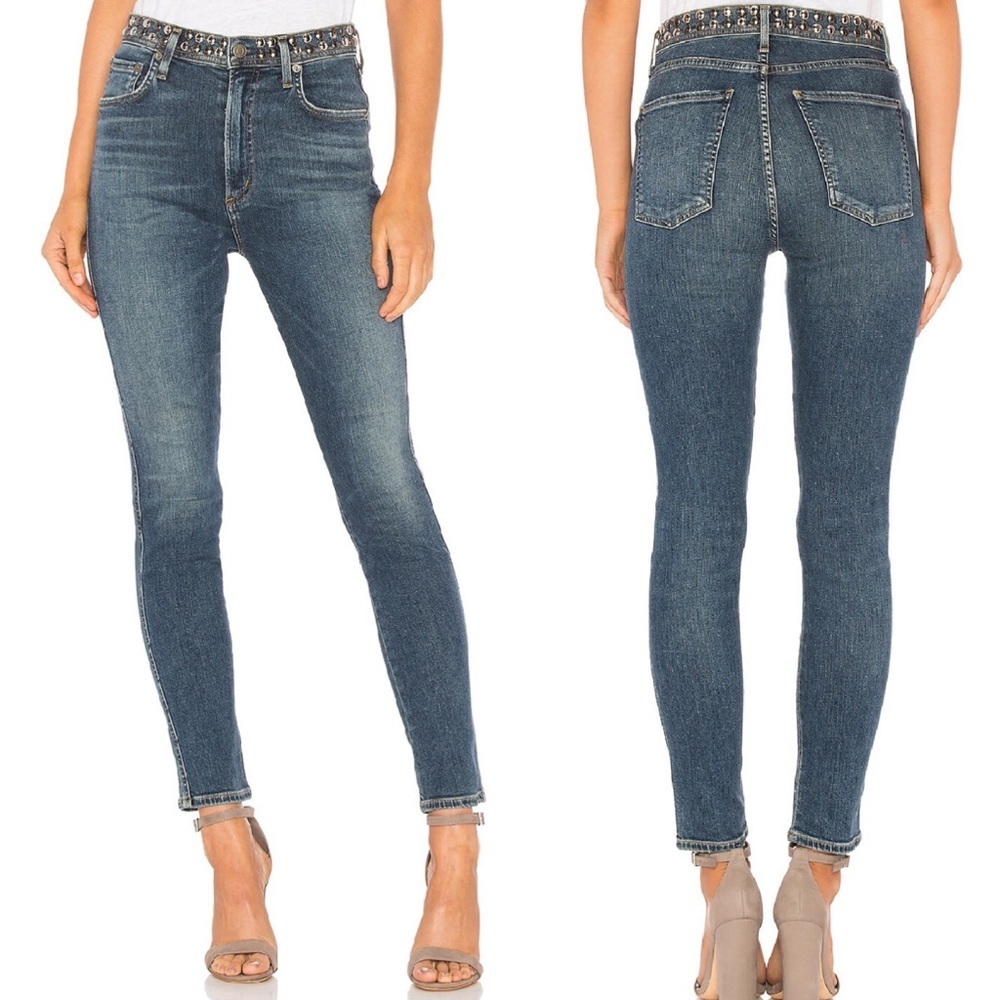 Agolde Revolve Studded Hi Rise Skinny Jean Size 31 Roxanne Kansas City High Rise